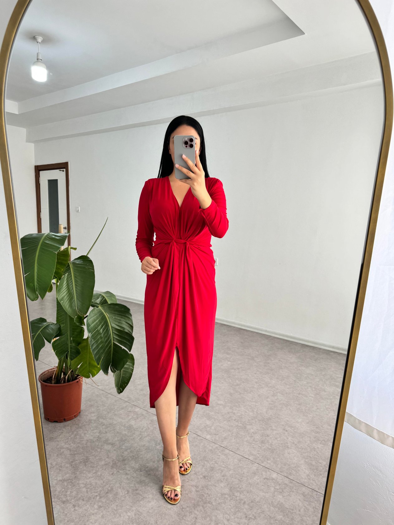 Sendy Kumaş Kırmızı Elbise