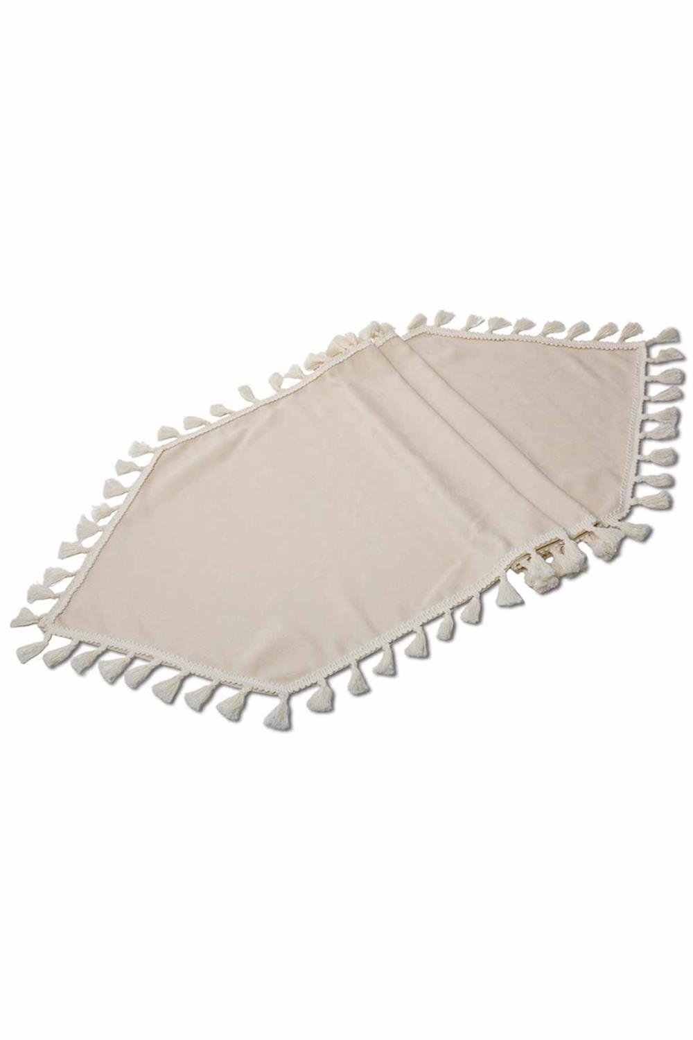 90X30 Püsküllü Runner Krem