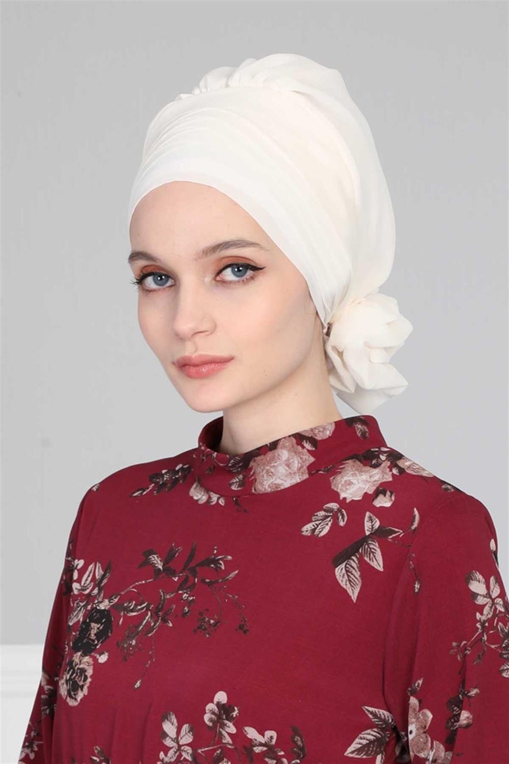 Çapraz Dikim Tasarım Şifon Hazır Türban