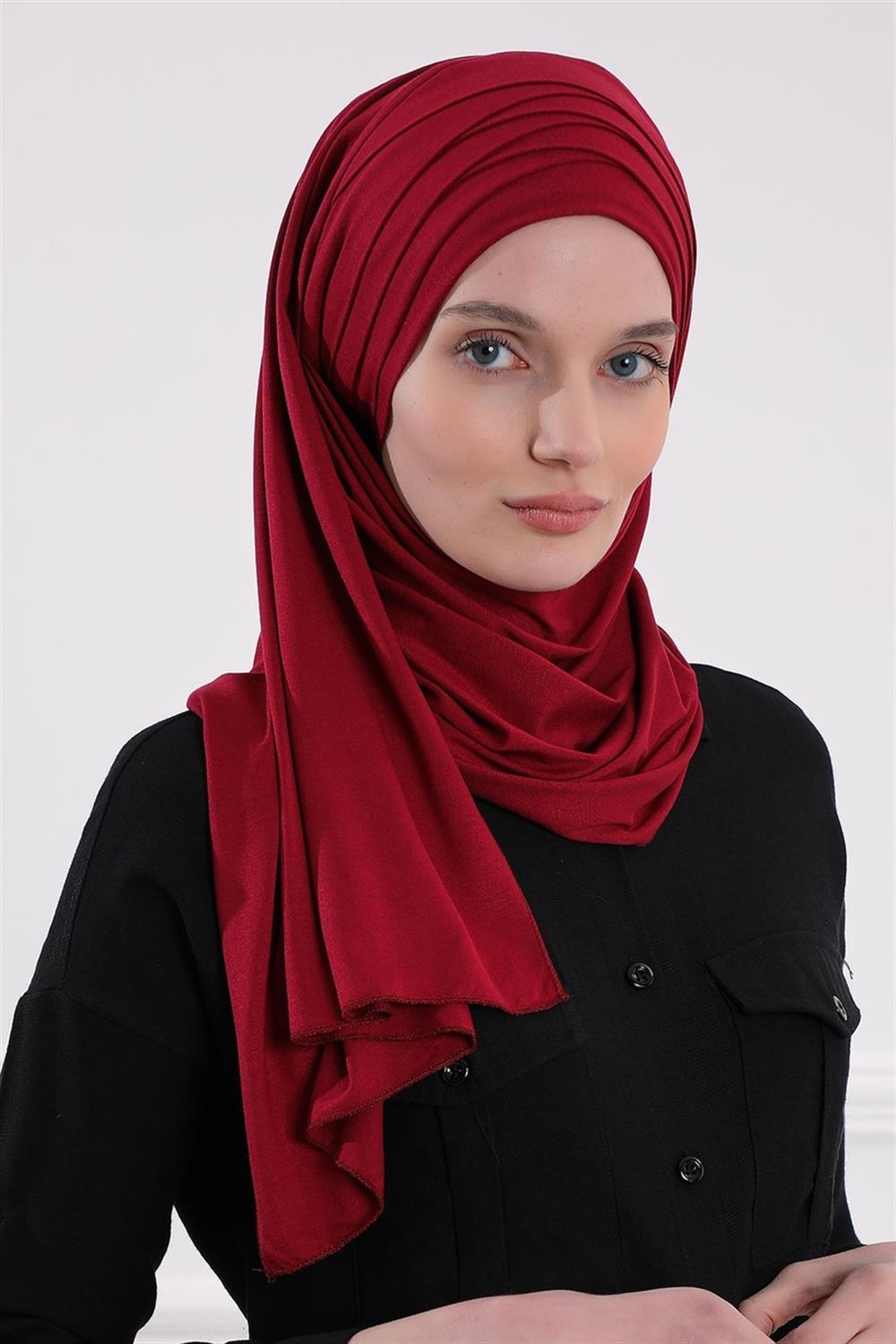 Çoklu Çapraz Dikim Pratik Penye Şal Bordo