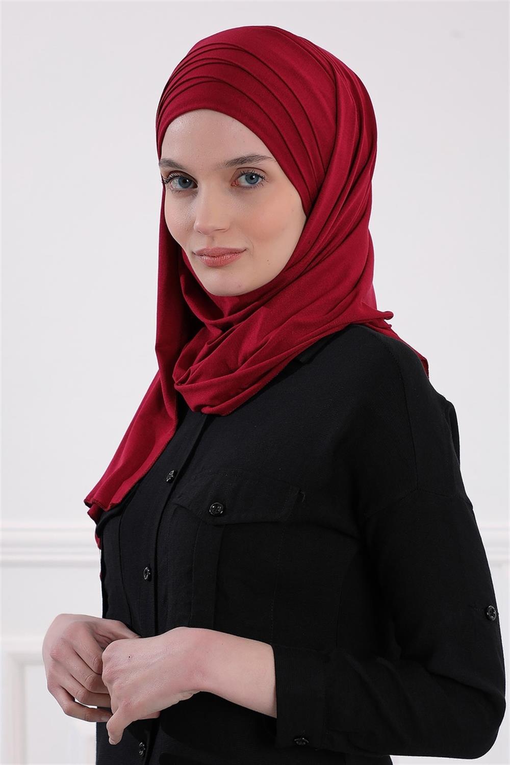 Çoklu Çapraz Dikim Pratik Penye Şal Bordo