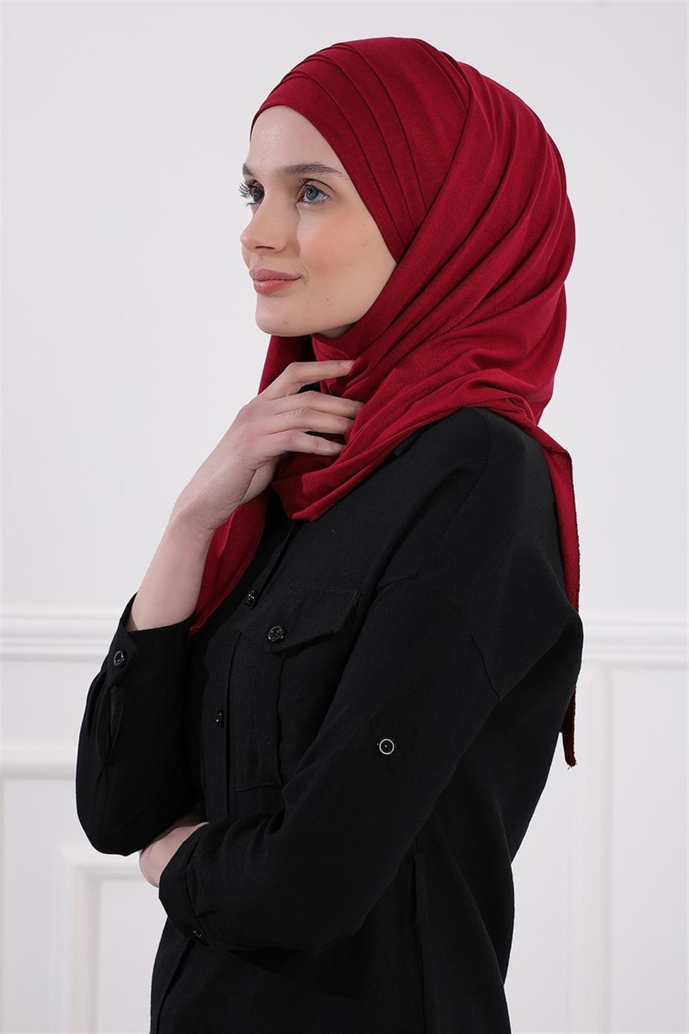 Çoklu Çapraz Dikim Pratik Penye Şal Bordo