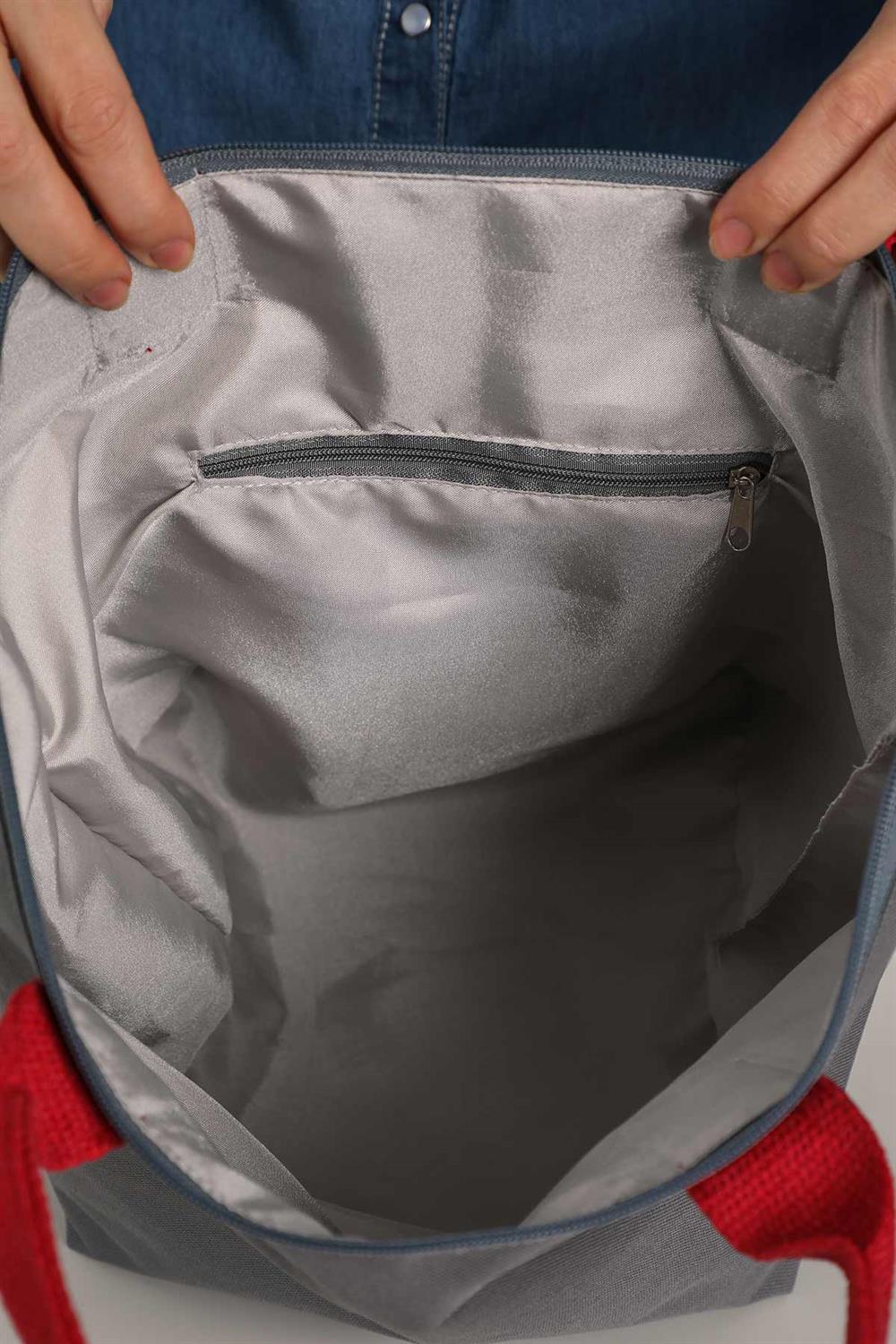 Fermuarlı Oval El Çantası,Koyu Gri,CK-31