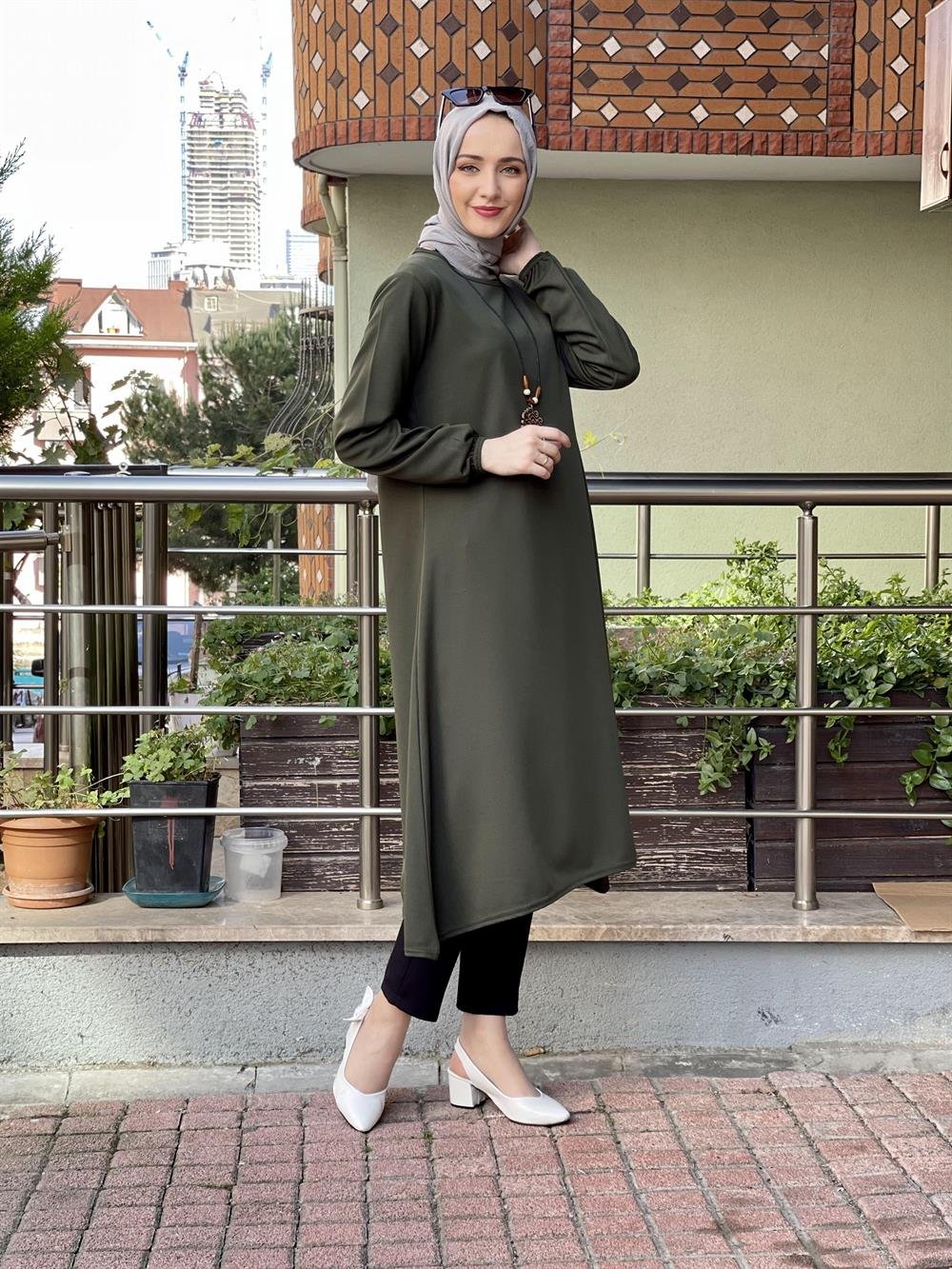 Moda Çizgi Desenli Tunik