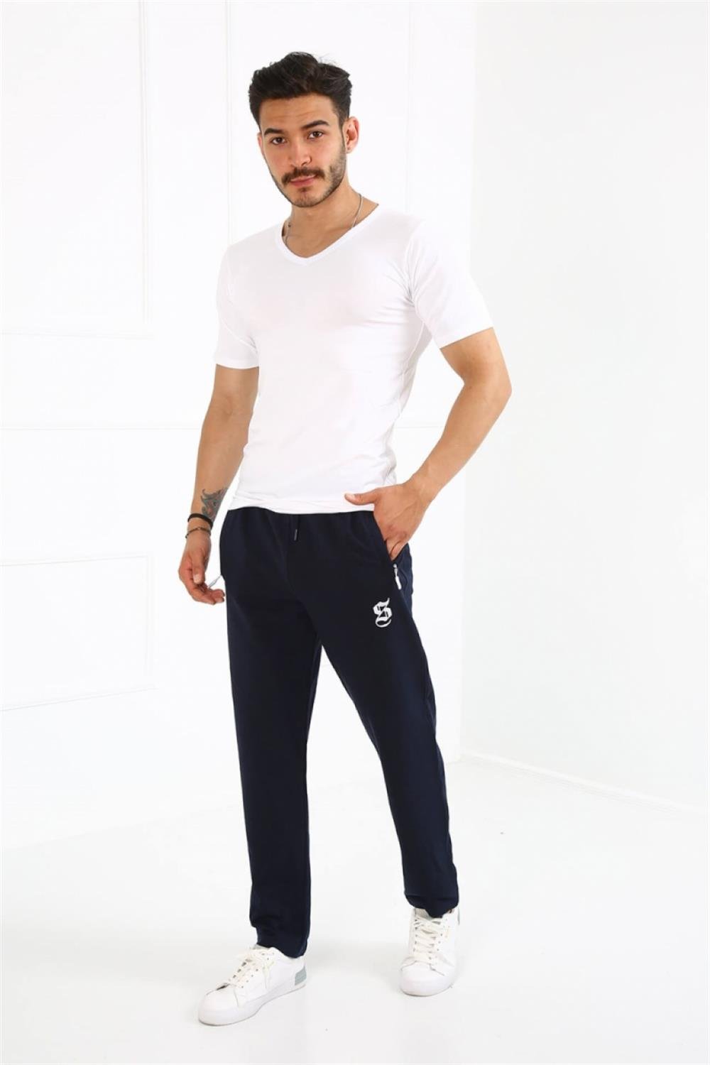 Moda Çizgi Erkek Pamuk Alt Eşofman 6750