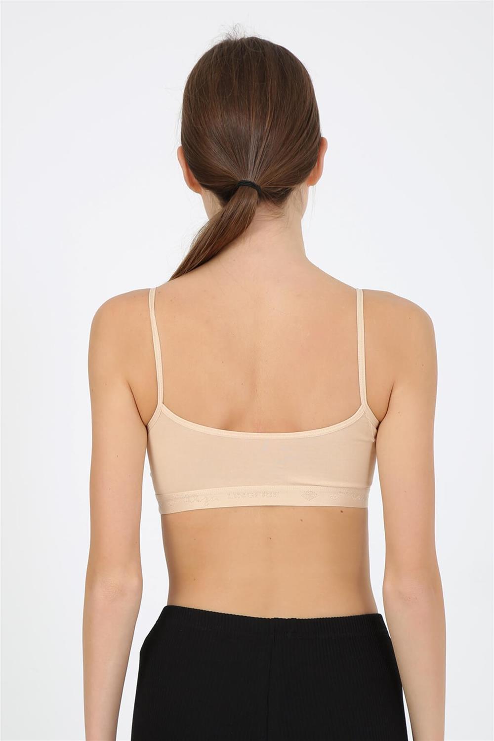 Moda Çizgi İp Askılı Pedli Büstiyer 2148