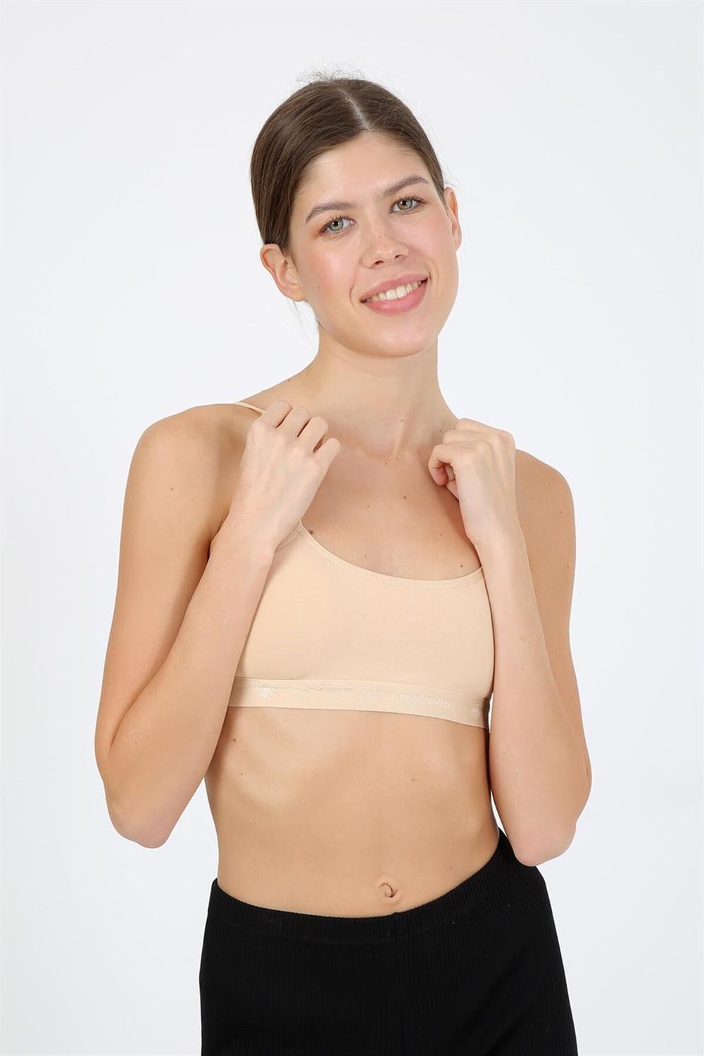 Moda Çizgi İp Askılı Pedli Büstiyer 2148