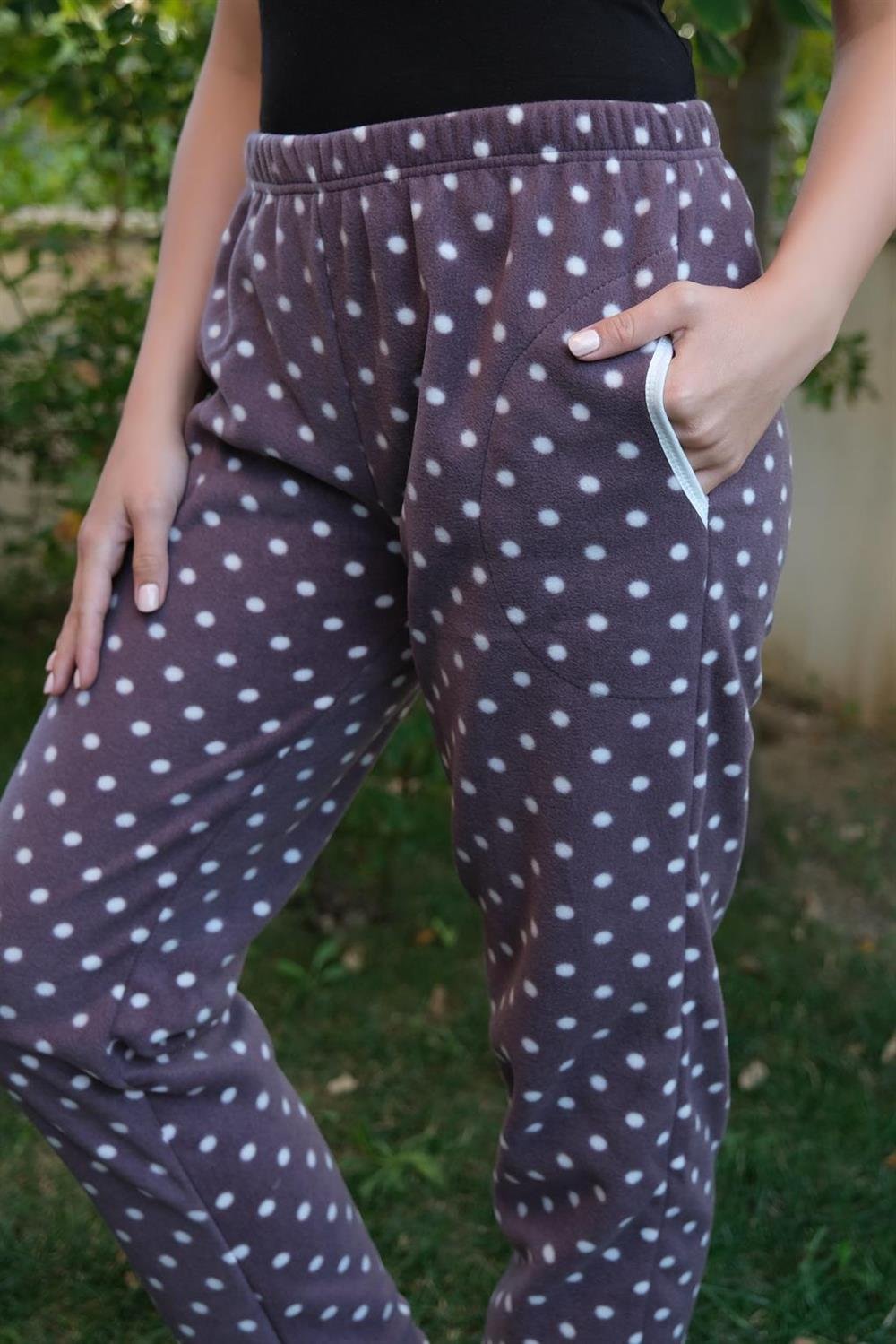 Moda Çizgi Kadın Welsoft Polar Tek Alt Pijama 210054