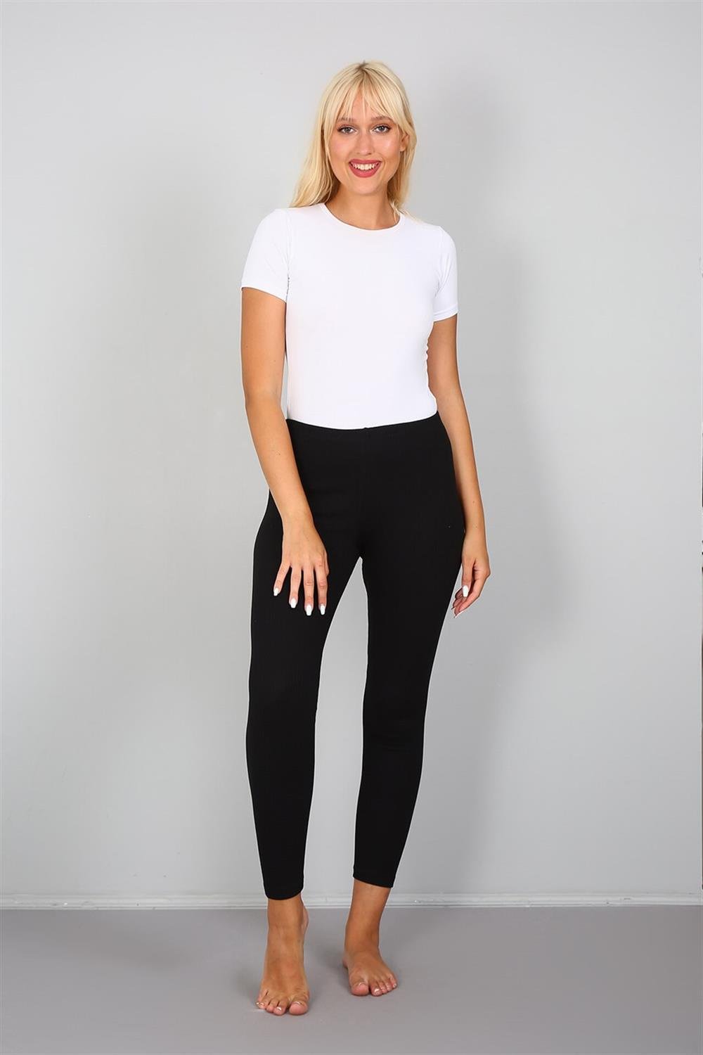 Moda Çizgi Penye Likralı Fitilli Tayt 5902