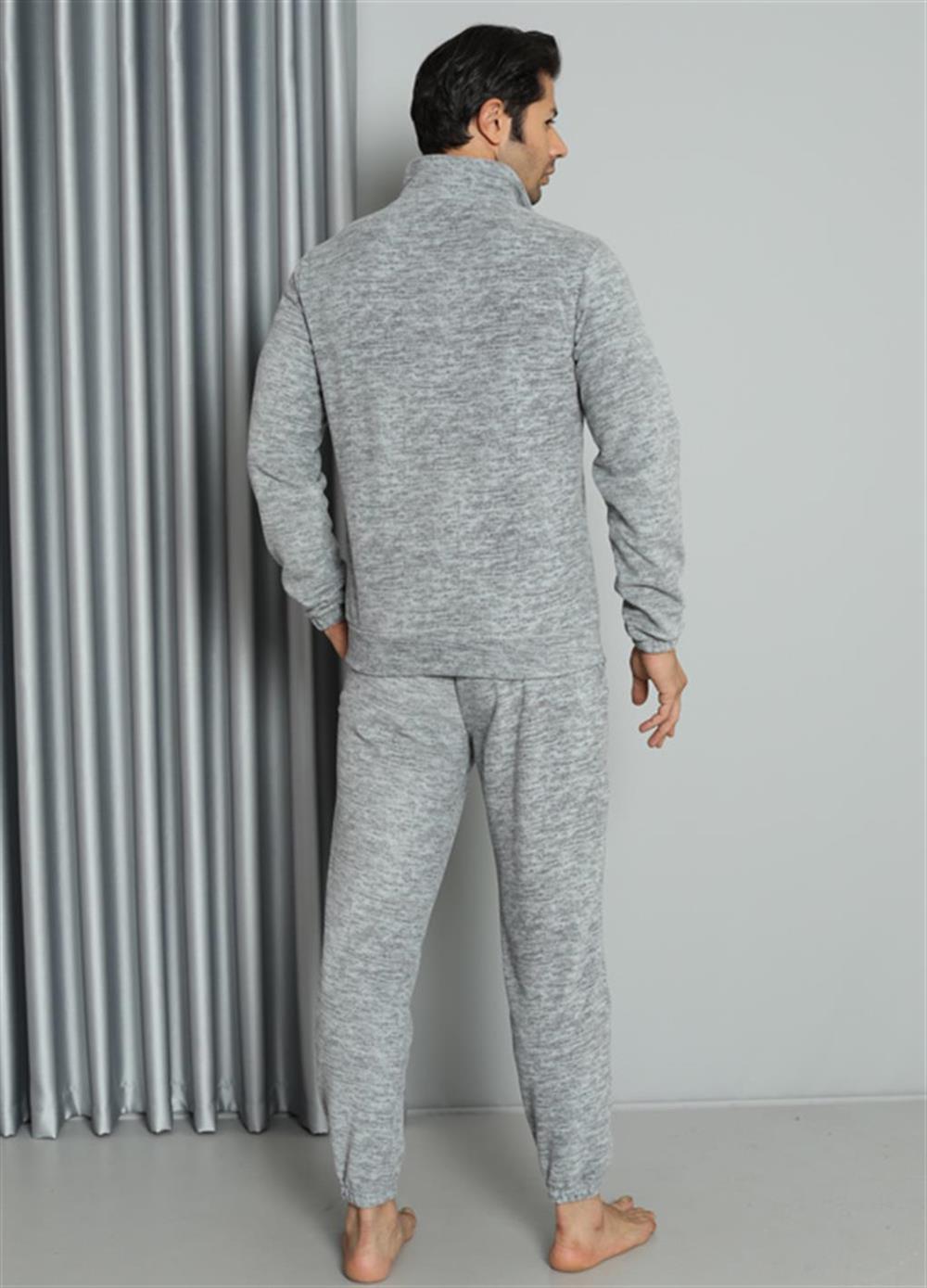 Moda Çizgi WelSoft Polar Fermuarlı Erkek Pijama Takımı 6840
