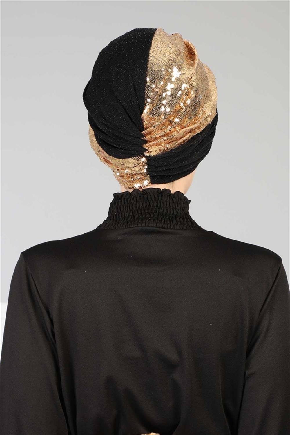 Tesettür Bone Payetli Gold