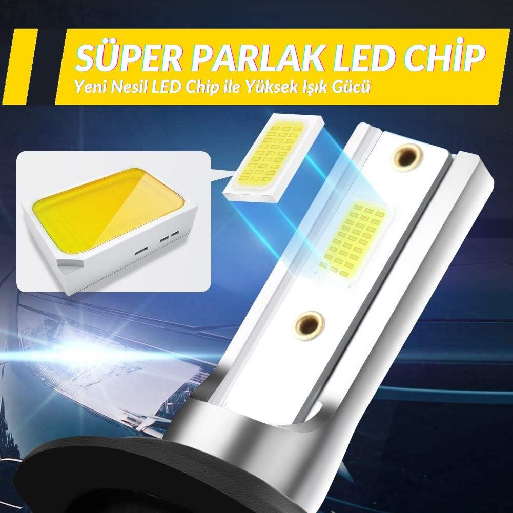 Glanz H27 881 Color Mini Slim Led Xenon Şimşek Etkili 10000LM 6000K Beyaz Far Ampulü