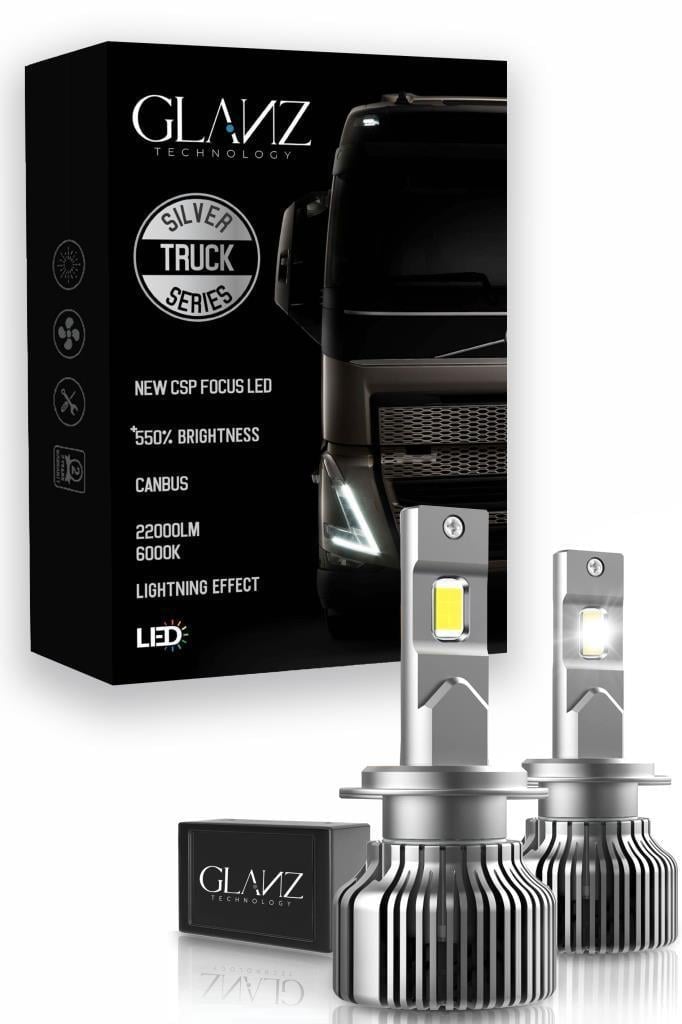 Glanz H7 Silver Series Csp Canbus Led Xenon 22000LM 6000K Beyaz Şimşek Etkili Far Ampulü 12V / 24V