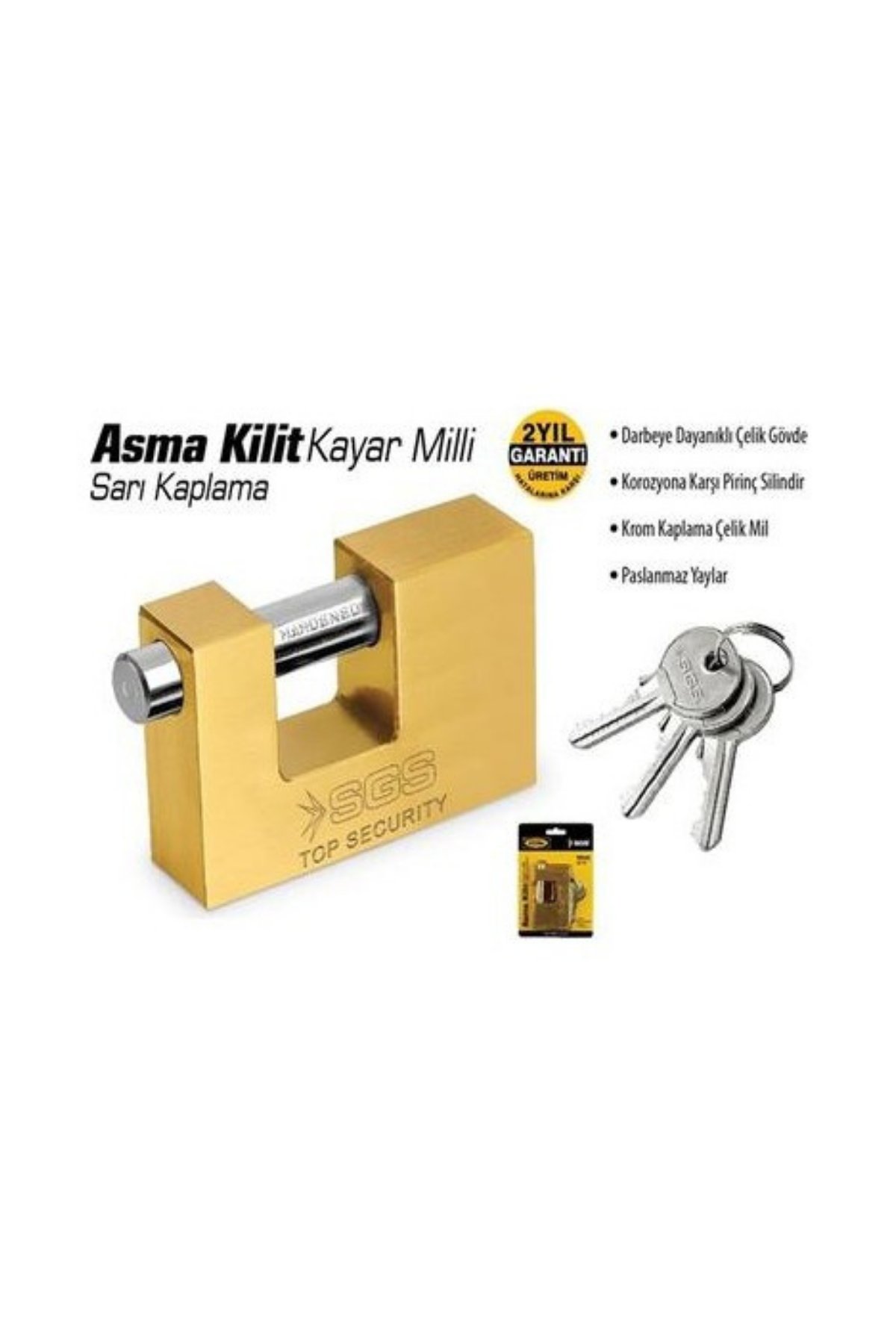 ASMA KİLİT KAYAR MİLLİ SARI KAPLAMA 70MM