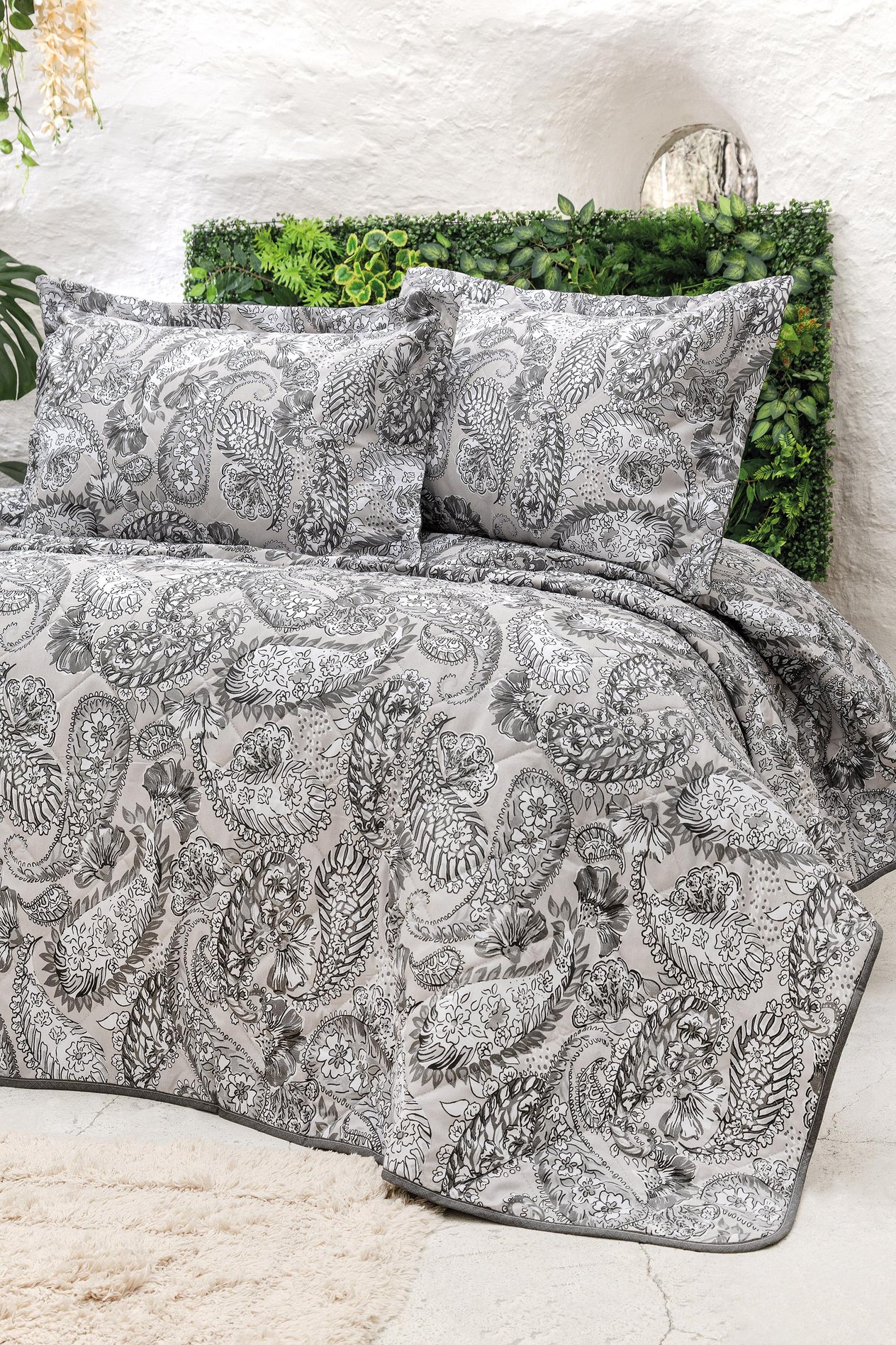 Carol Gris Çift Kişilik Luxart Nevresim Takımı