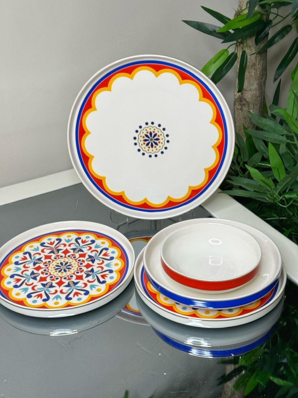 24 Parça 6 kişilik Etnik Desen Yemek Takımı