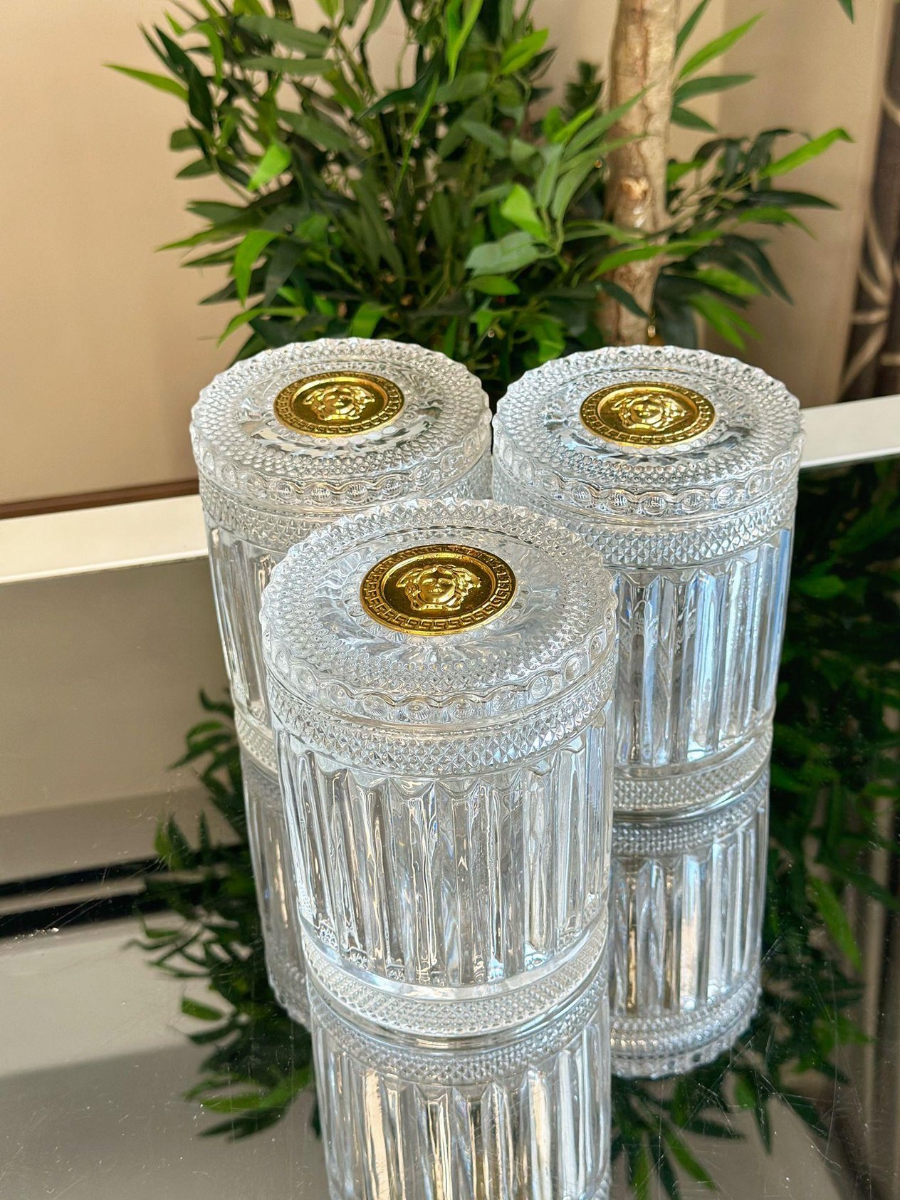 3 Lü Versac Kristal Kavanoz Set