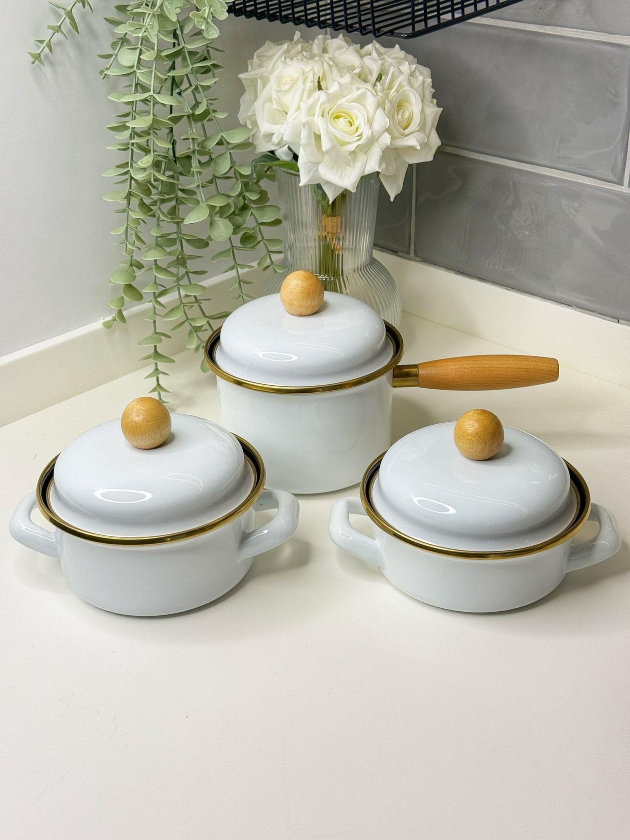 Borena 3 lü Emaye Midi Tencere Set