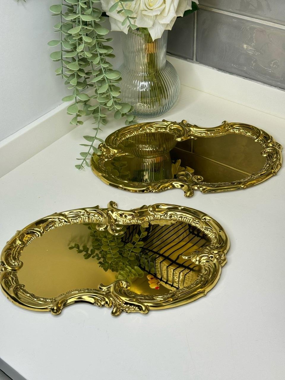 Lady Vintage 6 Kişilik Gold Çelik Tepsi