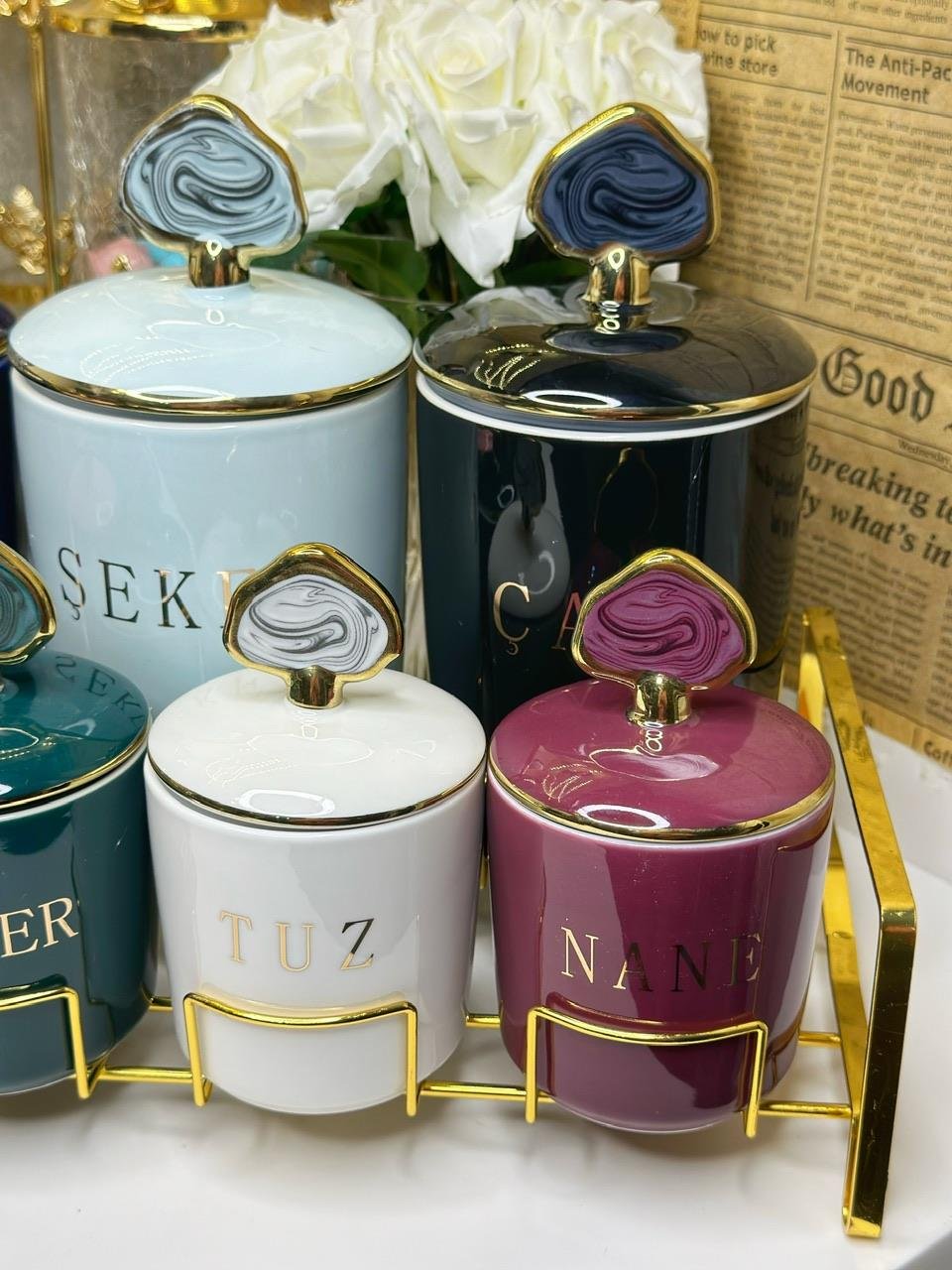 Züre Gold Standlı Renkli Baharat Takımı