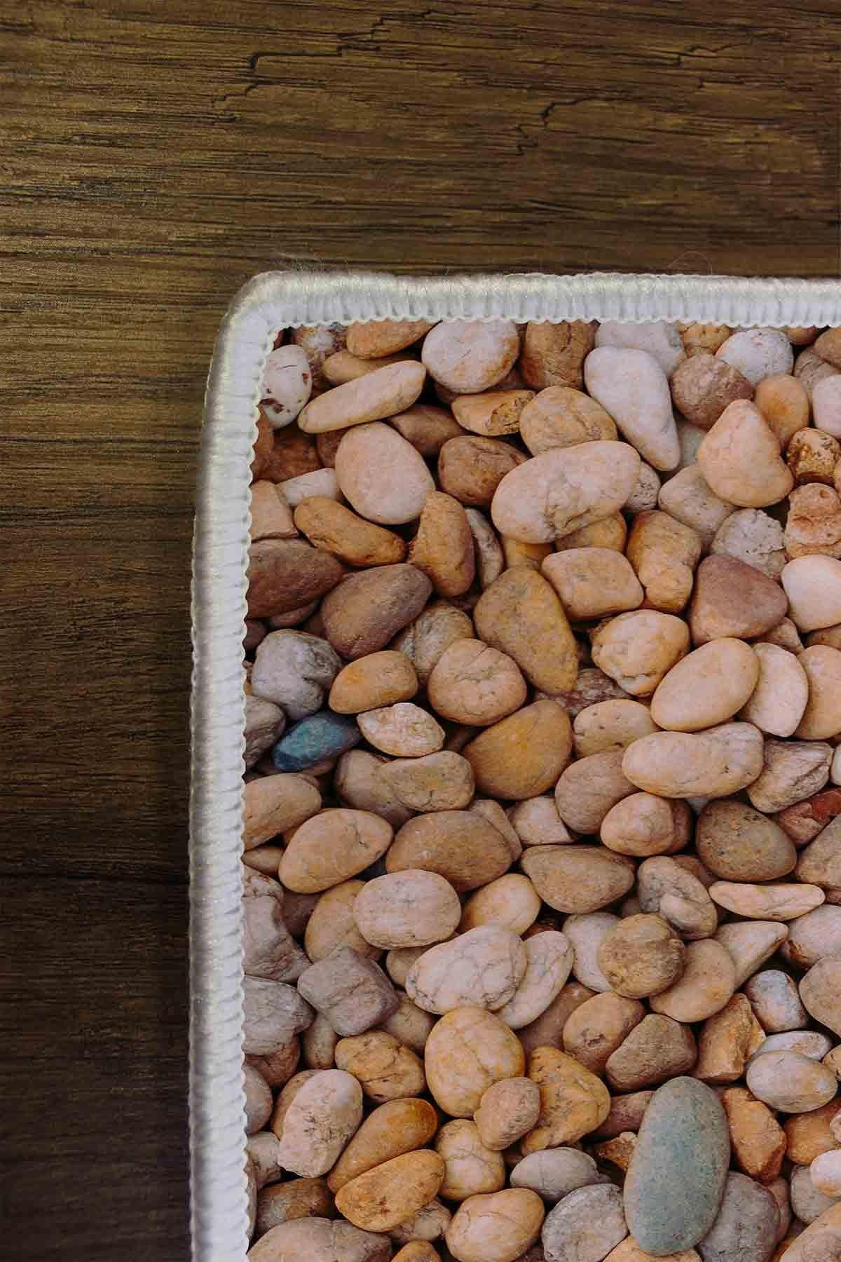 Dekoratif Kaymaz Taban Dikdörtgen Deniz Taşları Çocuk Halısı WOOKECE127