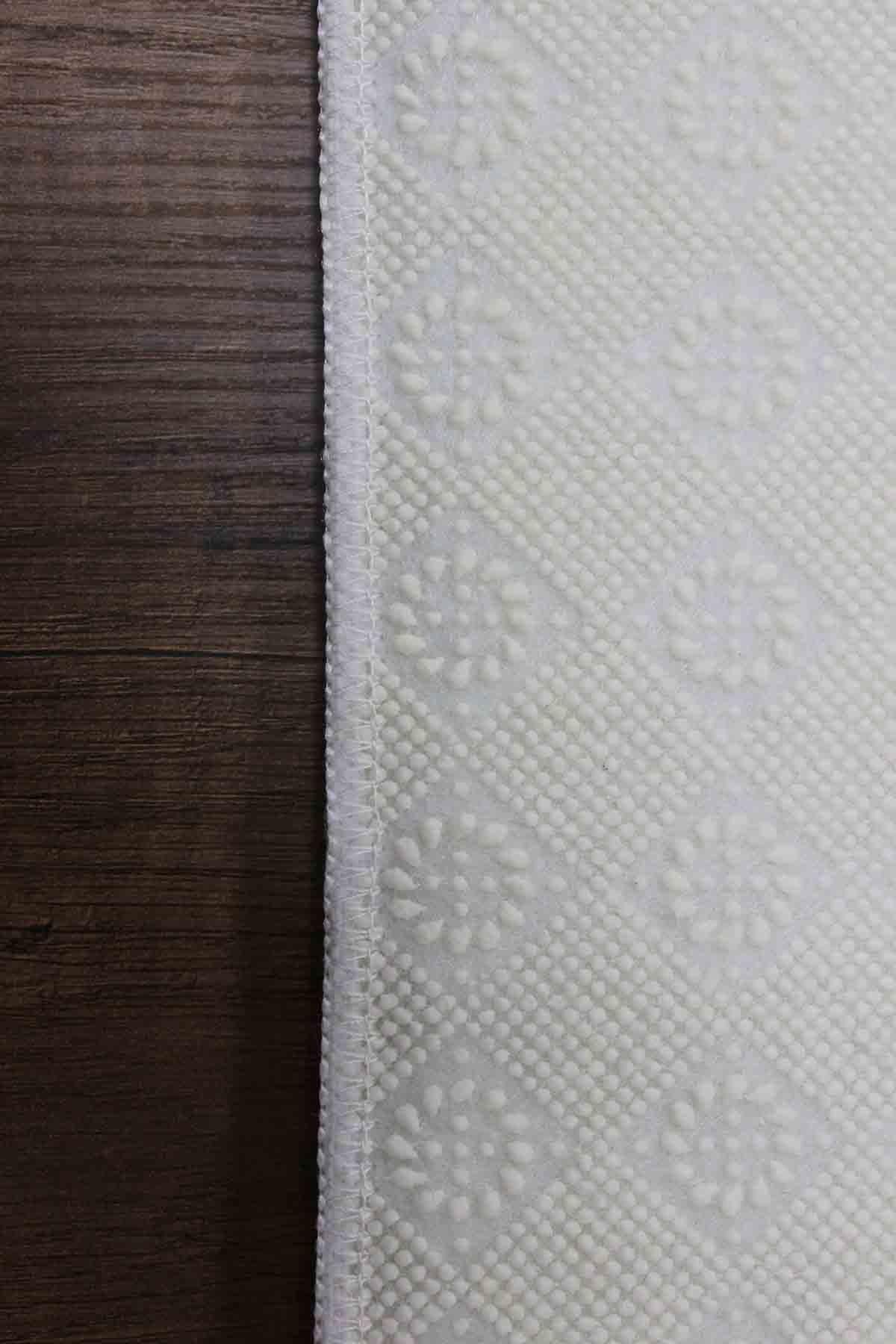 Dekoratif Kaymaz Taban Taş Desenli Özel Tasarım, İnce, Yıkanabilir Halı WOOKECE393 - Gri