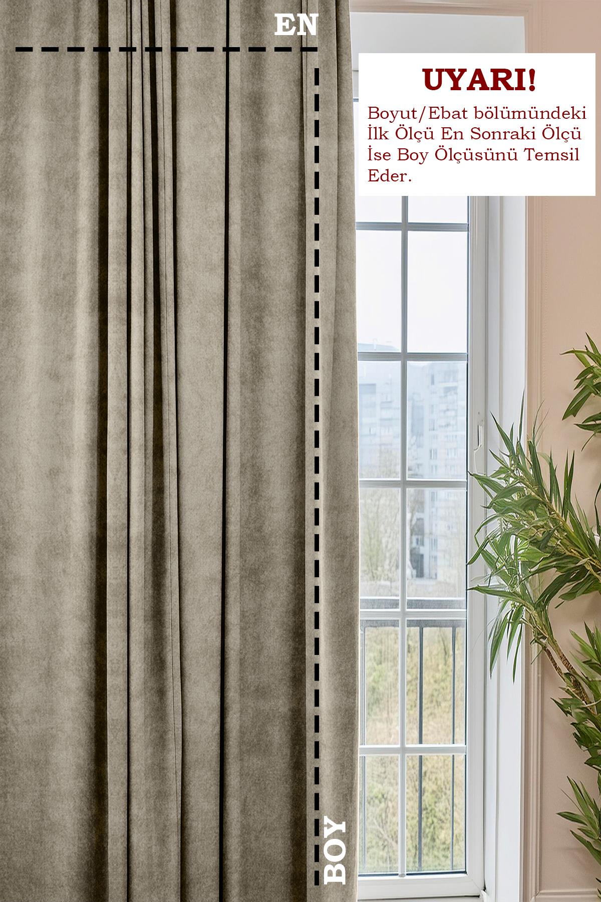 Modern Fon Perde Petek Kadife Dokulu Krem Perde Pilesiz Ekstraforlu Güneşlik 140 x 260 cm