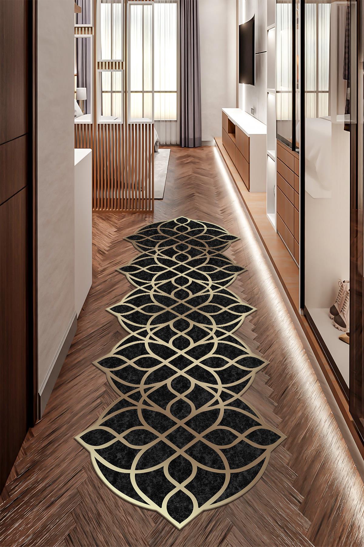 Özel Tasarım, Kaymaz Taban, İnce, Yıkanabilir, Dekoratif Modern Yolluk WOOKECE1610