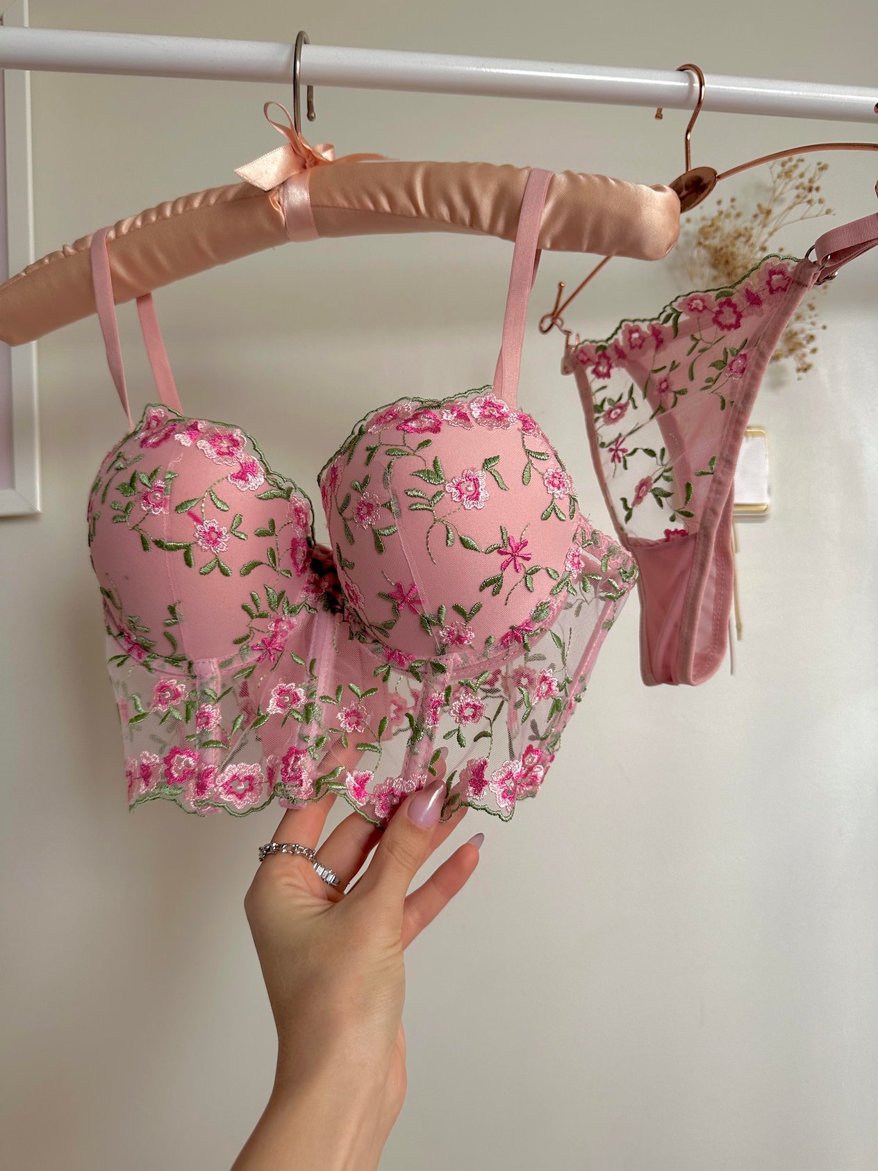 Heleni Pink Push-Up Bralet Takım