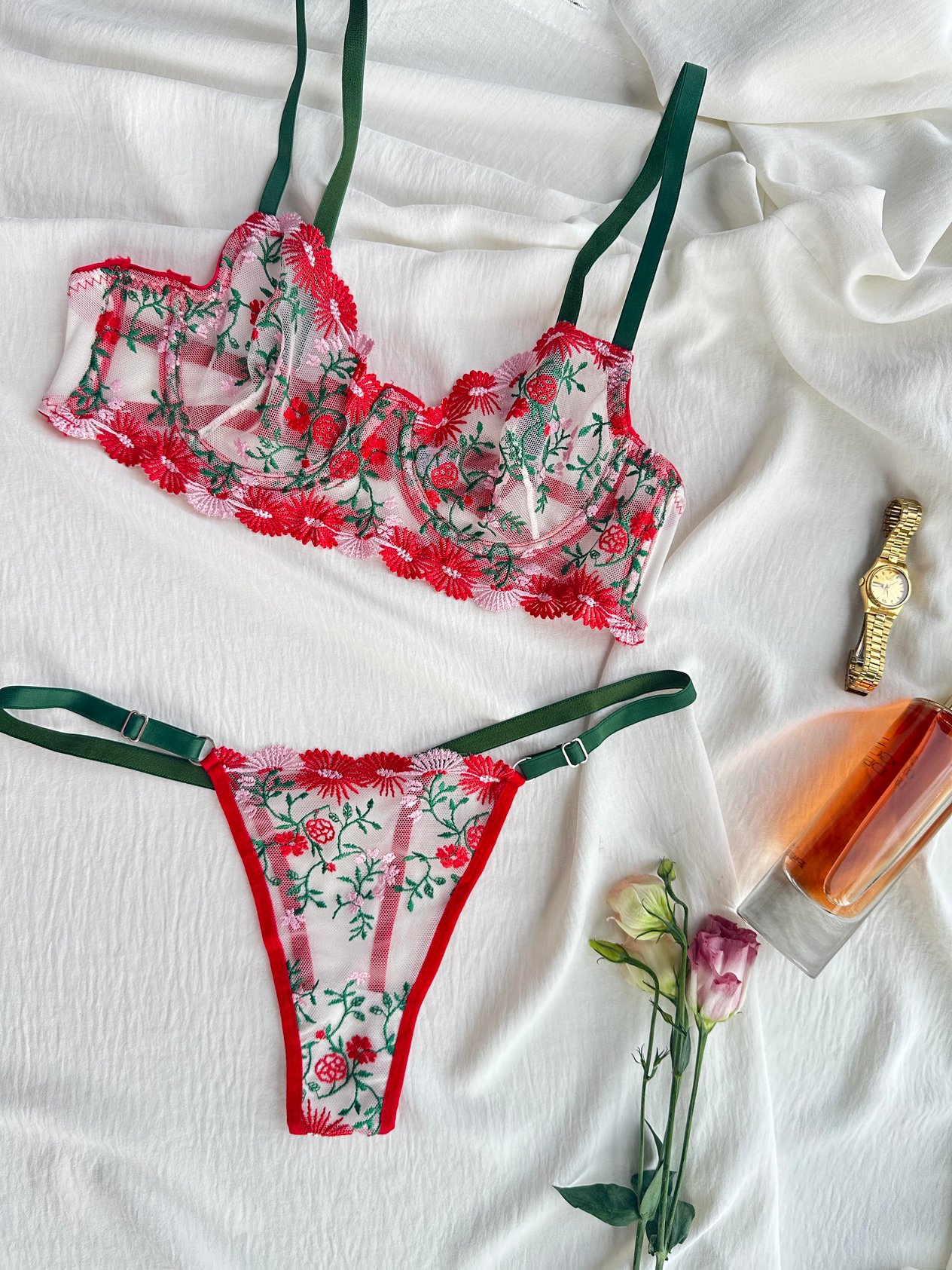 Leona Red Bra Set