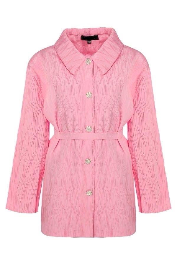 Premium Kraş Dokulu Kap-Pembe