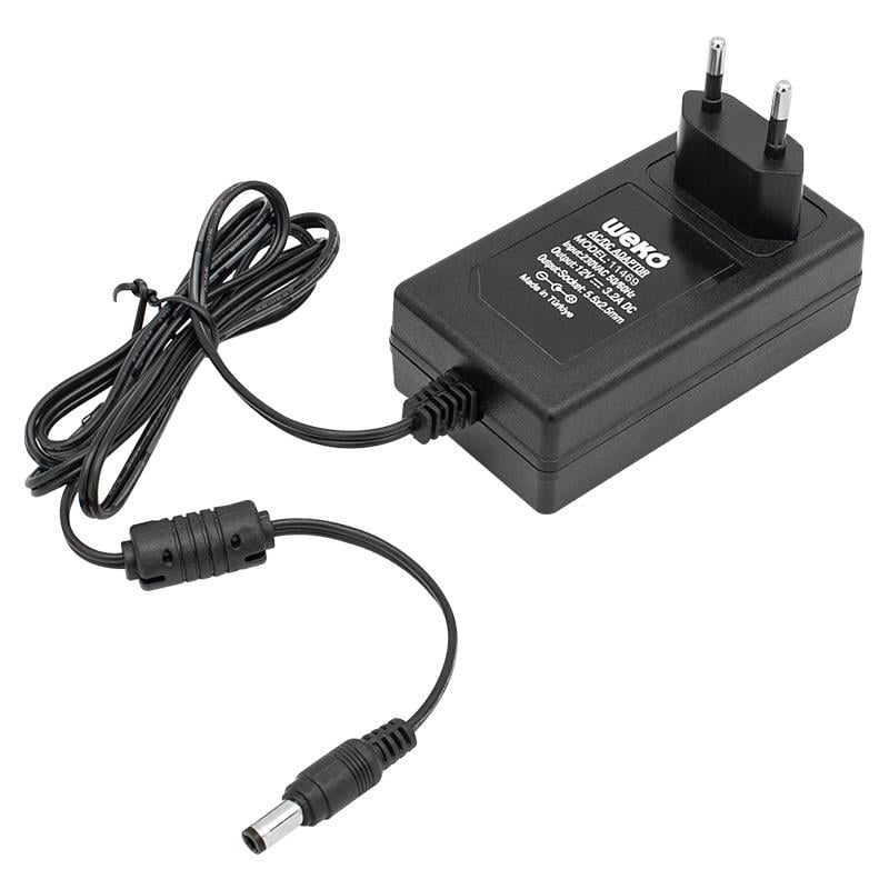 12 VOLT - 3.2 AMPER - 38 WATT 5.5*2.5 UÇLU PLASTİK KASA PRİZ TİP ADAPTÖR KUTULU YERLİ ÜRETİM (4767)