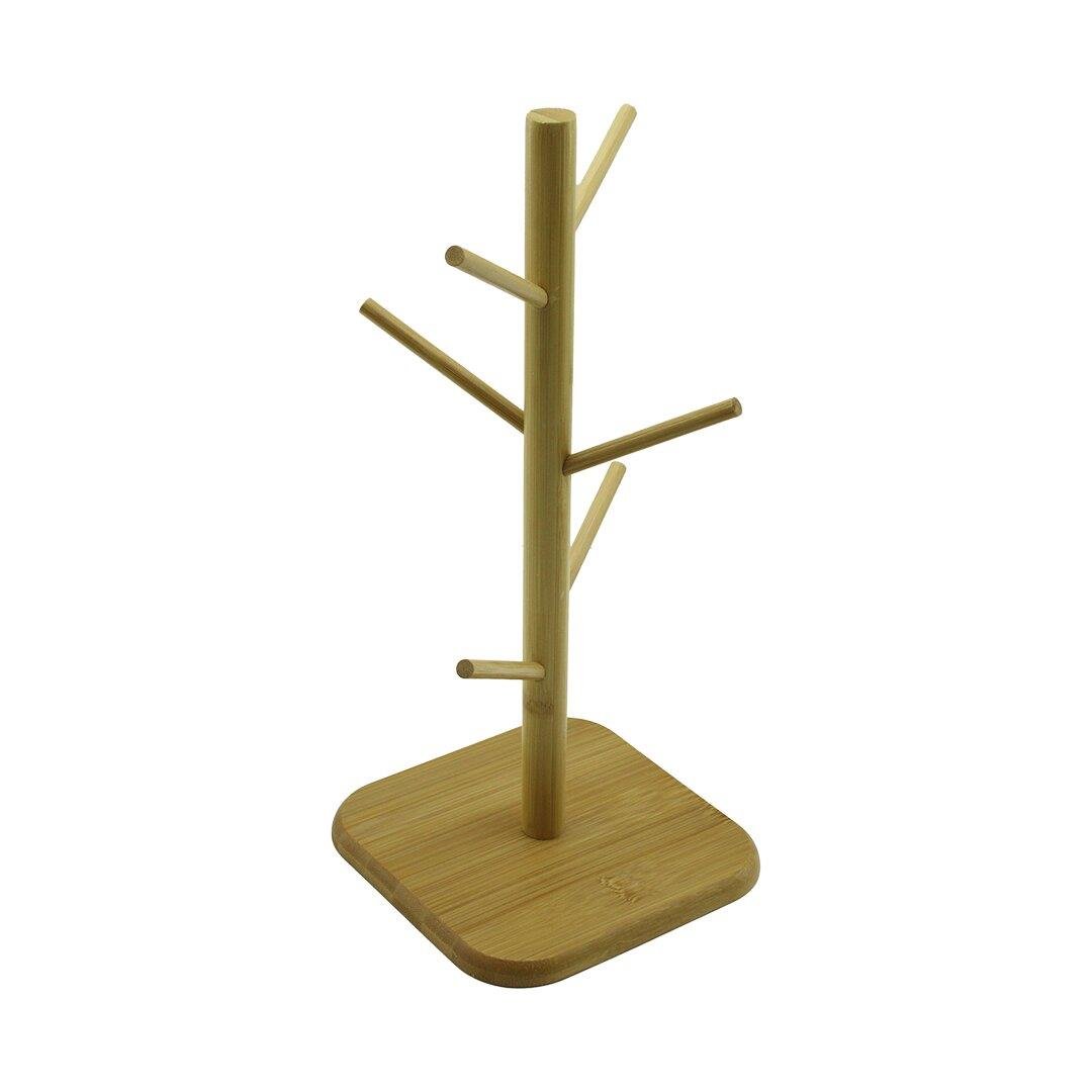 6 KOLLU AHŞAP BAMBU  ORGANİZER ASKILIK  FİNCAN - KUPA BARDAK  KARE TABAN=16CM Y=34.5CM (4767)
