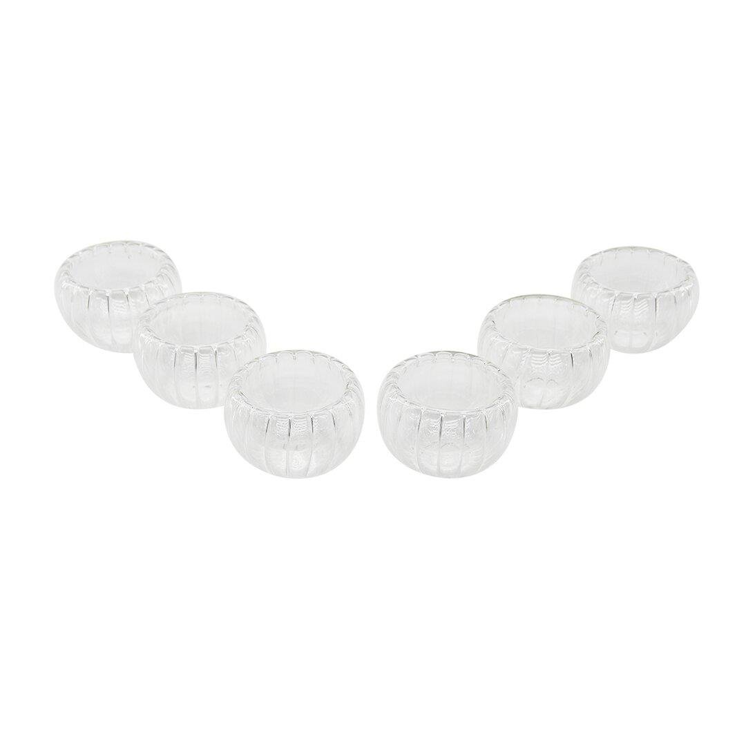 6 PCS   ÇİZGİLİ CAM  ÇİFT CİDARLI LOKUMLUK - SOSLUK  50 ML (4767)