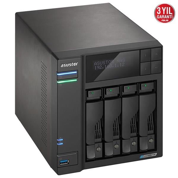 ASUSTOR AS6604T CELERON QC-4GB RAM-4-diskli Nas Sunucu (Disksiz)