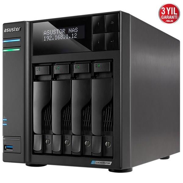 ASUSTOR AS6604T CELERON QC-4GB RAM-4-diskli Nas Sunucu (Disksiz)