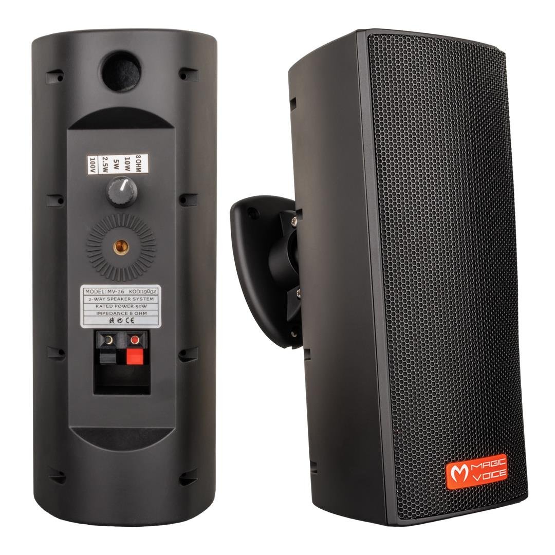 MAGICVOICE MV-26 2*7.5 CM 50 WATT 2Lİ TAKIM SİYAH TRAFOLU SÜTUN HOPARLÖR (4767)