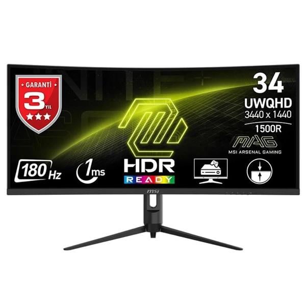 MSI 34" VA MAG 342CQR E2 1MS 180HZ HDMI-DP KAVISLI GAMING MONİTÖR 3440X1440
