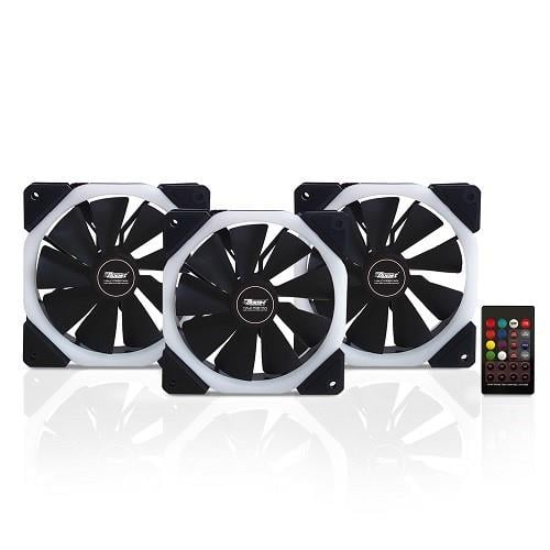 PowerBoost 12cm Halo-Dual Rings 7 Siyah 18x LED RGB 3lü Kasa Fanı Kiti 6pin Hız Kontrollü