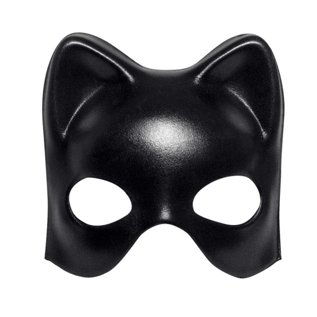 Siyah Deri Görünümlü Kedi Maskesi – Cosplay &amp; Maskeli Balo (4767)
