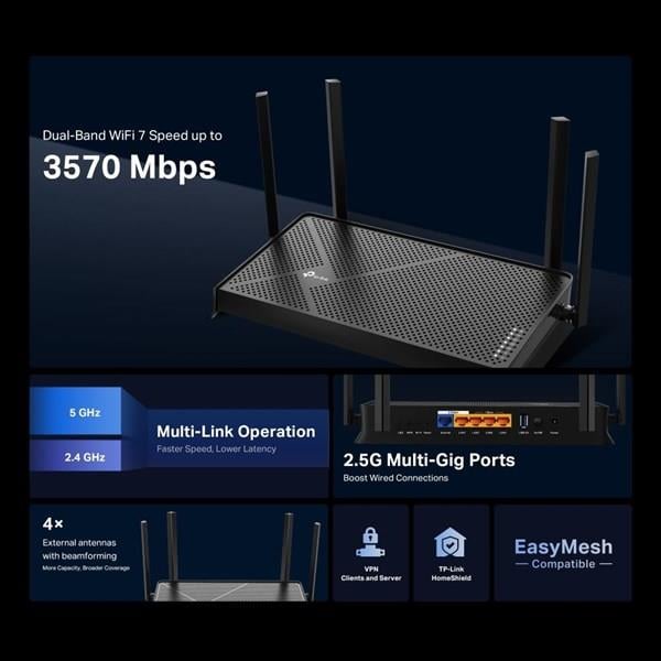 TP-LINK BE230 WIFI-7 BE3600 DUAL BAND EV OFİS TİPİ ROUTER