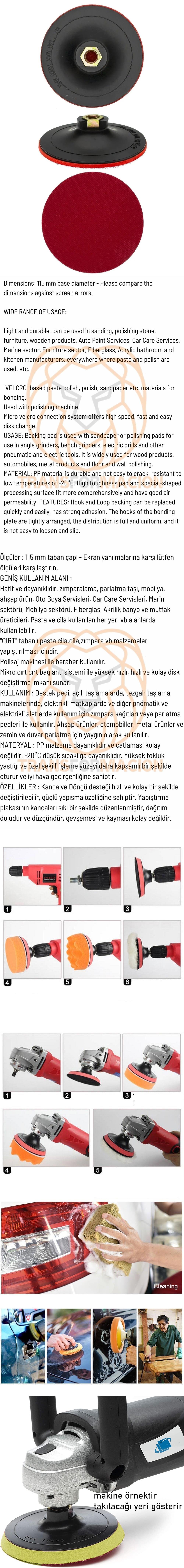 Turk 115 mm Cırtlı Zımpara Disk Pasta Cila Sünger Tabanı