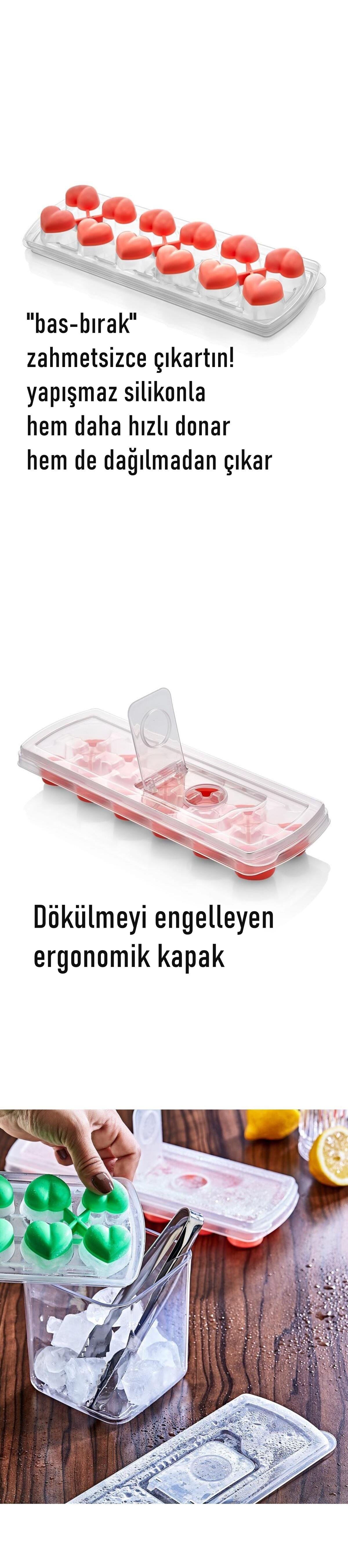 Turk Buz Kalıbı - Bas-Bırak Kapaklı Silikon Buz Kalıbı 4 lü SET