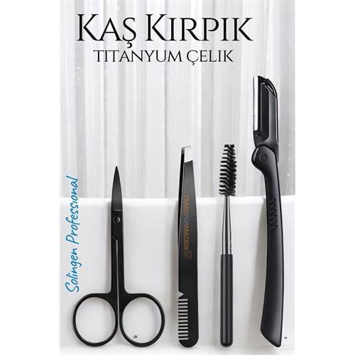 Turk Kirpik Kaş Bakım Kiti Titanyum Çelik Solingen