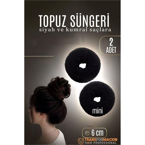 Turk SİYAH Mini Saç Topuz Süngeri  2 ADET 6 CM Çap 2.5 cm Kalınlık