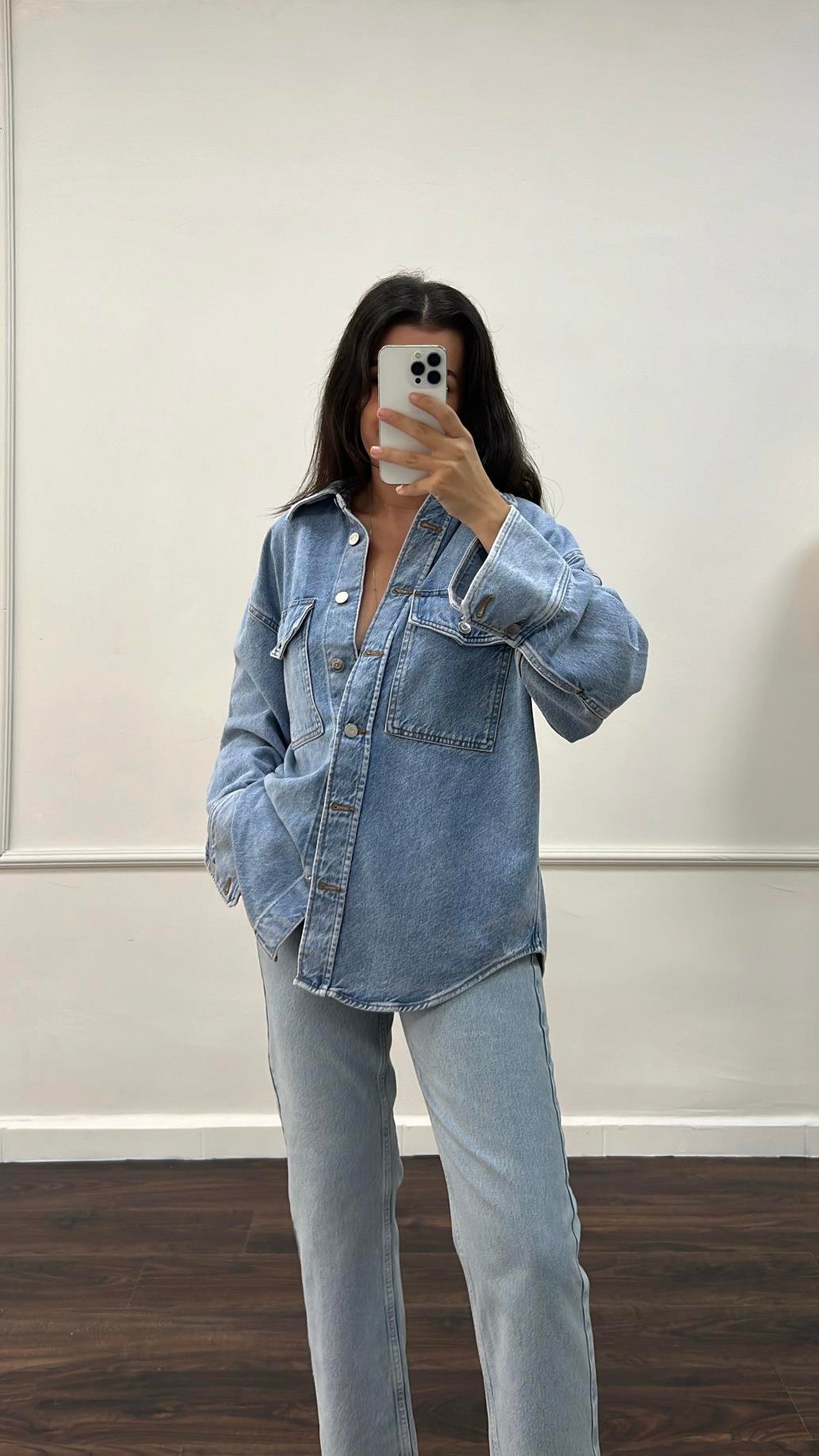 Aket Mavi Denim Gömlek/Ceket