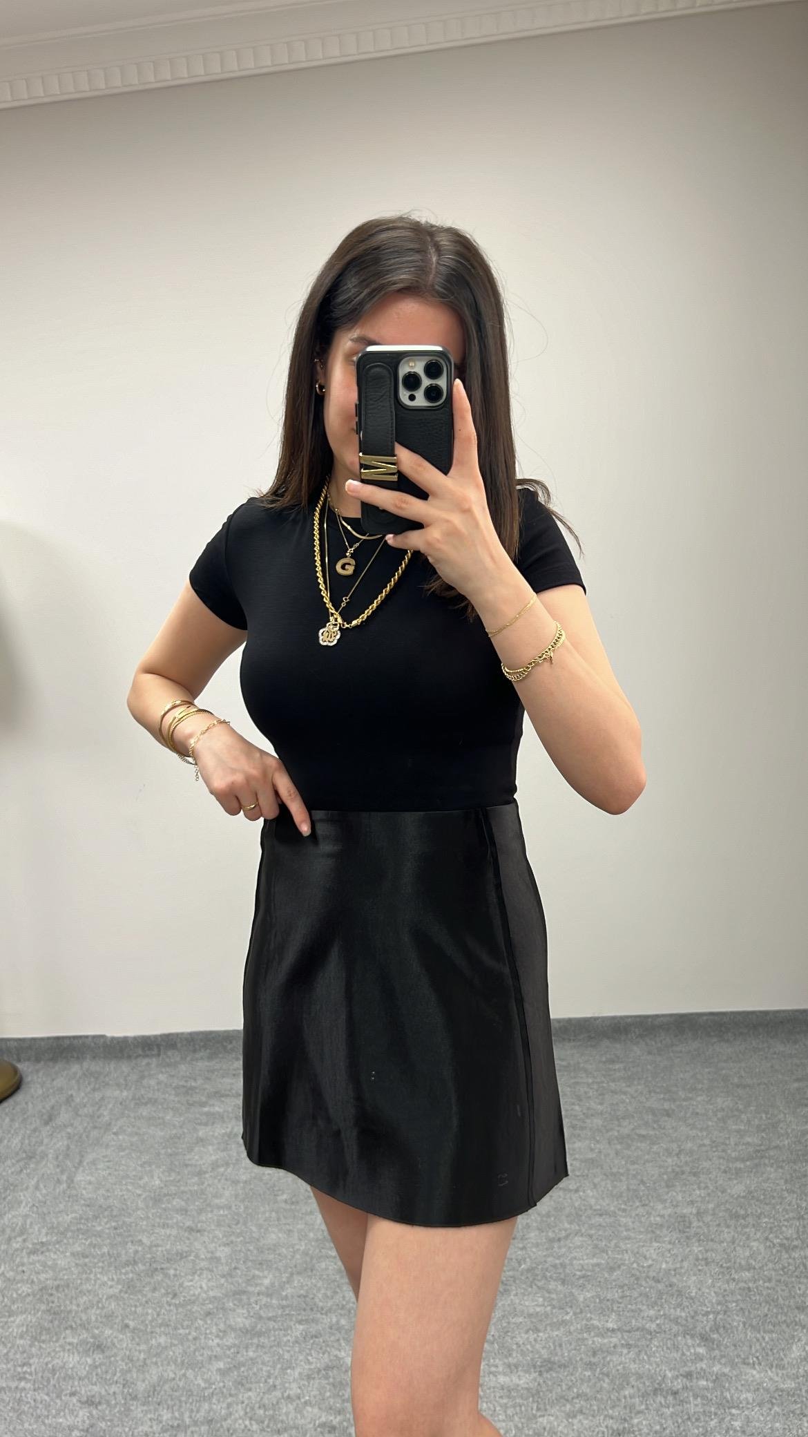 Caz Özel Kaplama Mini Saten Etek