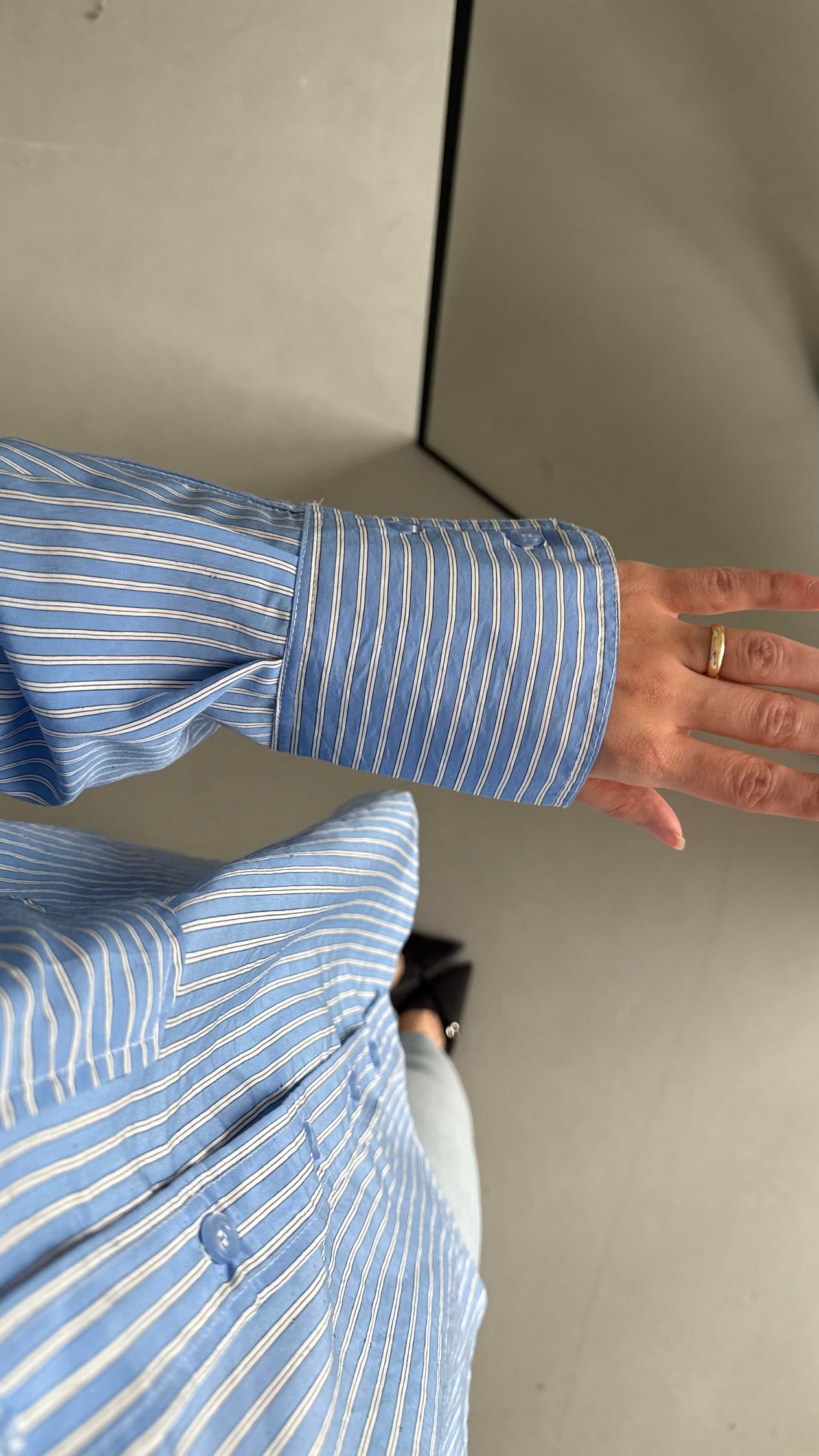 Go Bebek Mavi Beyaz Çizgili Poplin Gömlek