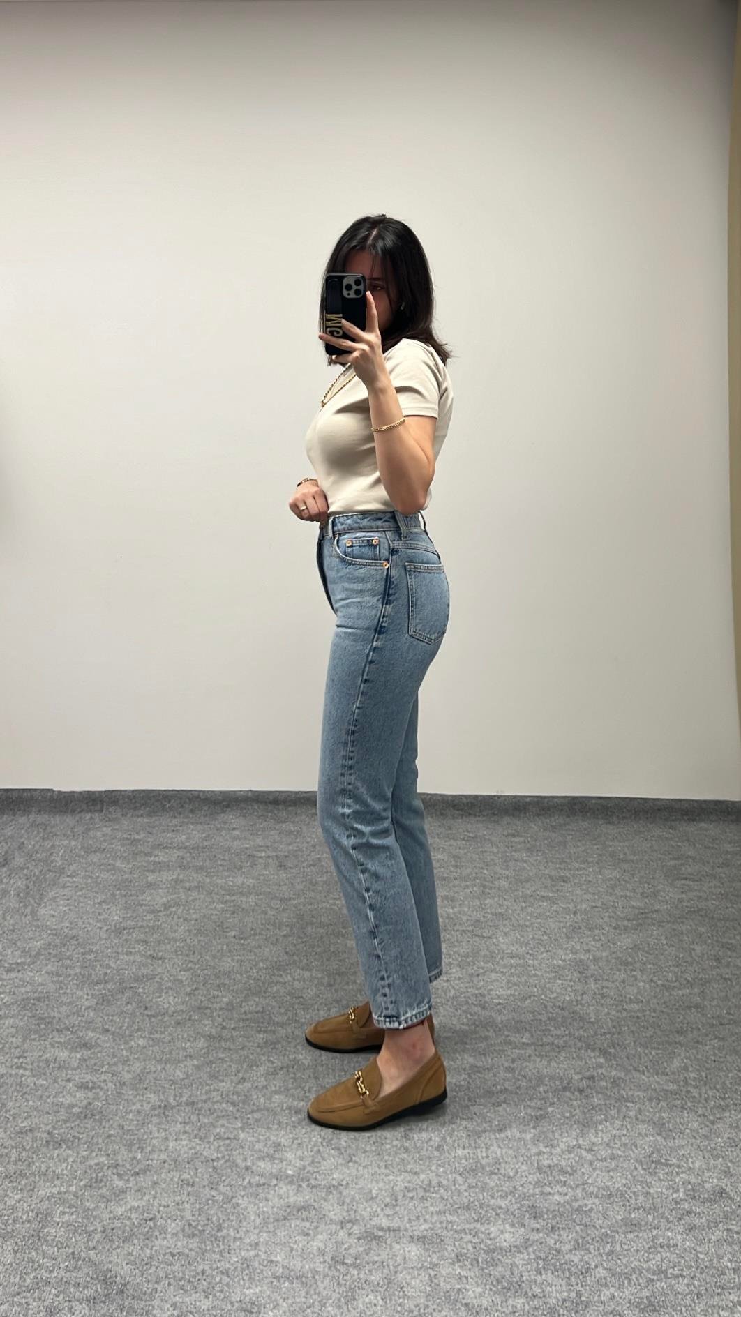 GO MAVİ YÜKSEK BEL MOM FIT JEAN
