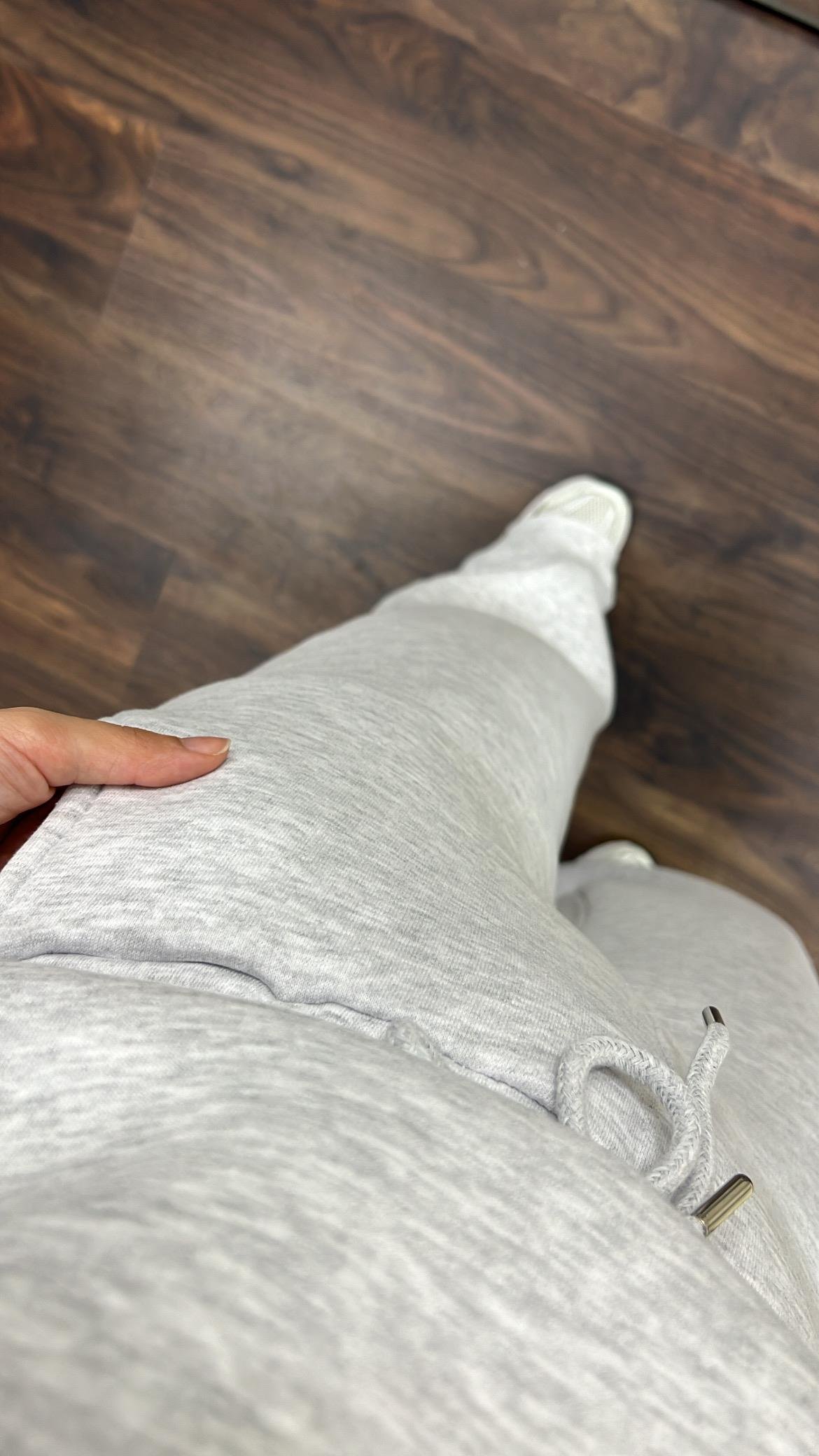 Gri Dik Yaka Sweatshirt Palazzo Pamuklu Takım